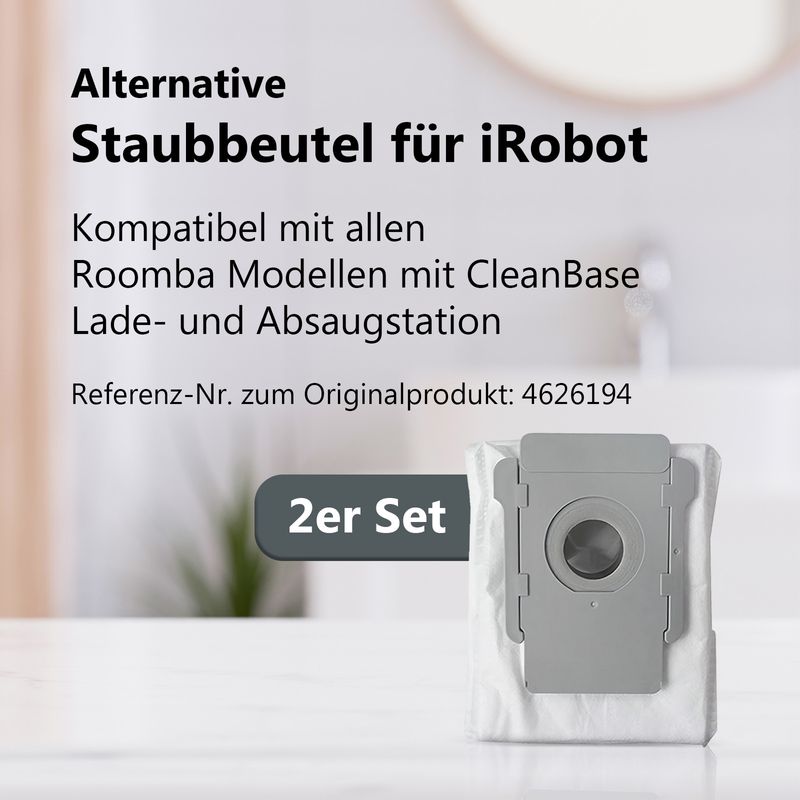 2er-Set Alternative Staubbeutel zu iRobot Roomba Serie j Clean Base
