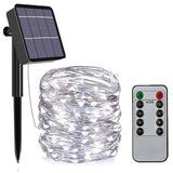 22m Solar-Lichterkette Gartenbeleuchtung Leuchtgirlande LED Kaltweiss