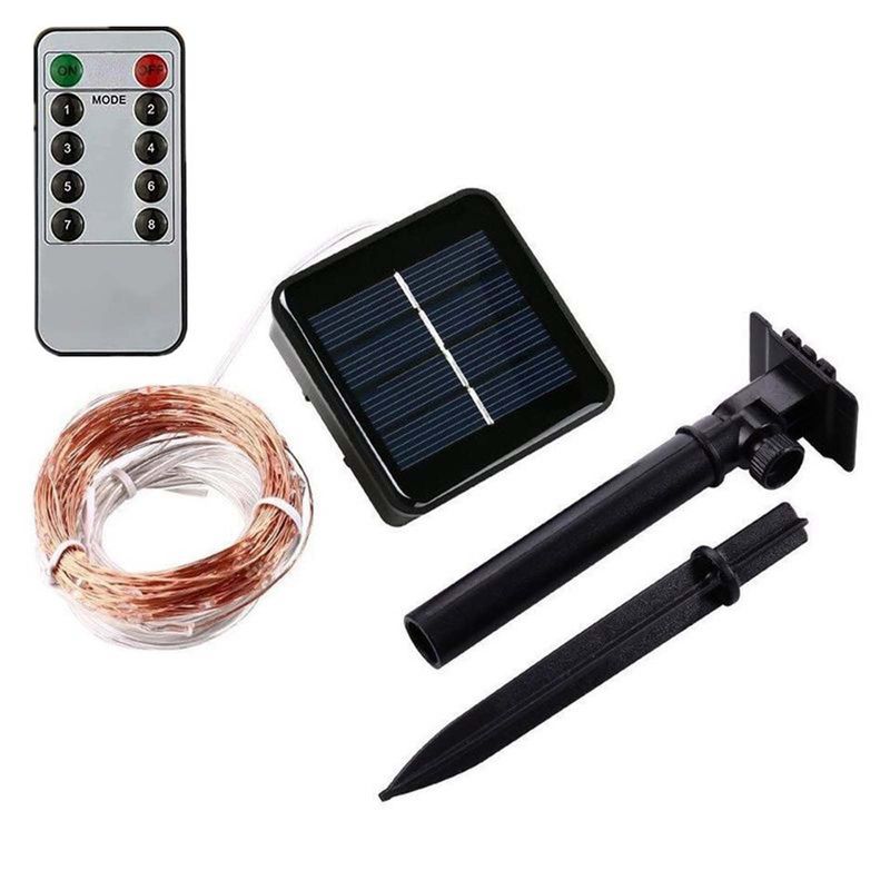 22m Solar-Lichterkette Gartenbeleuchtung Leuchtgirlande LED Kaltweiss
