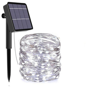 22m Solar-Lichterkette LED Kaltweiss Leuchtgirlande Gartenbeleuchtung