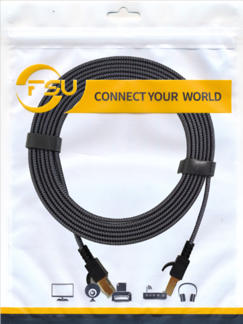 1m Netzwerkkabel Flachkabel Ethernet LAN Kabel RJ45 Kat. 7 flach UTP