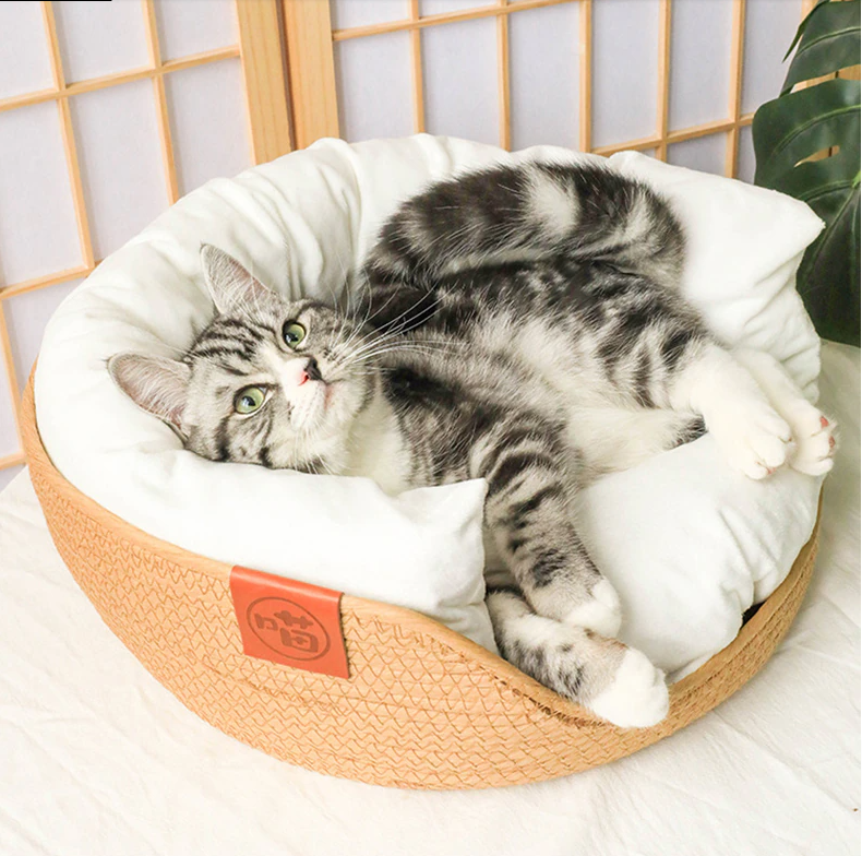 Katzenbett Katzennest Katzenkorb Katzensofa Katzenliege Bambus