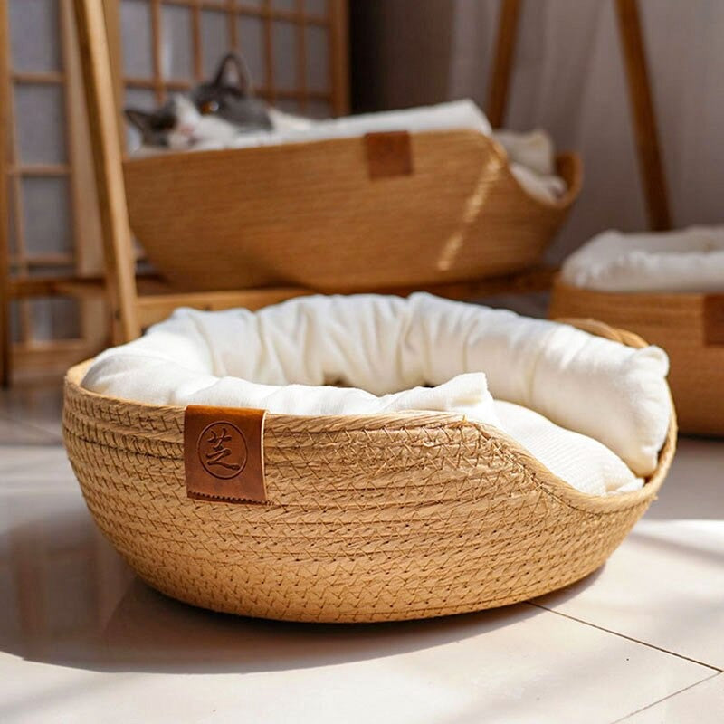 Katzenbett Katzennest Katzenkorb Katzensofa Katzenliege Bambus
