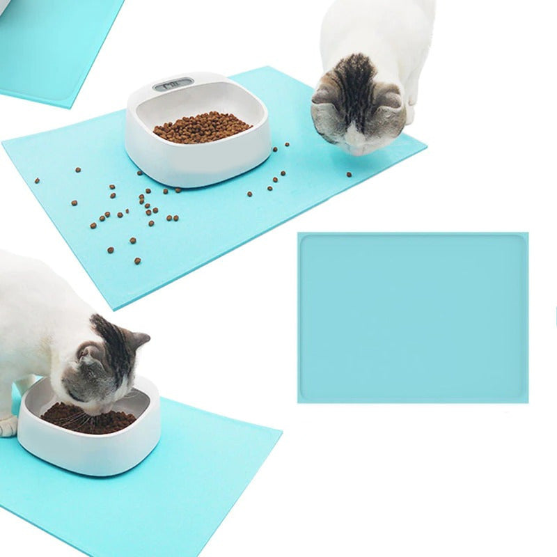 Futternapfunterlage aus Silikon Bodenschoner Futterunterlage Hellblau