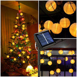 6.5m LED-Lichterkette Solar Lampion-Lichterkette Leucht-Girlande Weiss