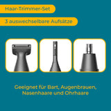 3-tlg. Nasenhaartrimmer-Set Barttrimmer Augenbrauentrimmer