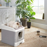 Katzen-WC und Bett Katzentoilette XXL-Katzenklo mit Deckel Streukiste