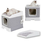 Katzen-WC und Bett Katzentoilette XXL-Katzenklo mit Deckel Streukiste