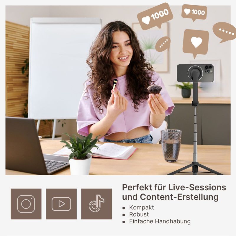 Handy Stativ Tripod Magnethalterung Selfie Stick Smartphone