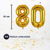 Folienballon Zahl 80 Zahlenballon Geburtstagsparty Ballon Golden 81cm