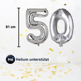 Zahlenballon Zahl 50 Silbrig Folienballon Geburtstagsparty Ballon 81cm