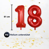 Zahlenballon Zahl 18 Rot Folienballon Geburtstagsparty Ballon 81cm