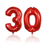 Zahlenballon Zahl 30 Folienballon Luftballon Heliumballon Rot 81cm