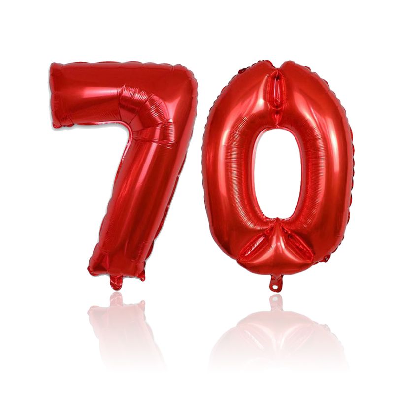 Folienballon Zahl 70 Rot Zahlenballon Luftballon Heliumballon 81cm