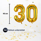 Zahlenballon Zahl 30 Golden Folienballon Heliumballon Luftballon 40cm