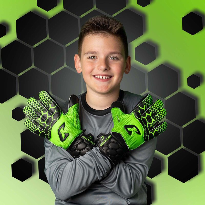 Fussballhandschuhe Kralle Junior Pro 3.0 Gr. 3 Grün Torwart Keeper Goalie Handschuhe
