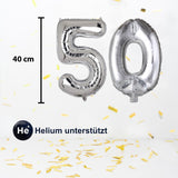 Folienballon Zahl 50 Zahlenballon Heliumballon Luftballon Silbrig 40cm