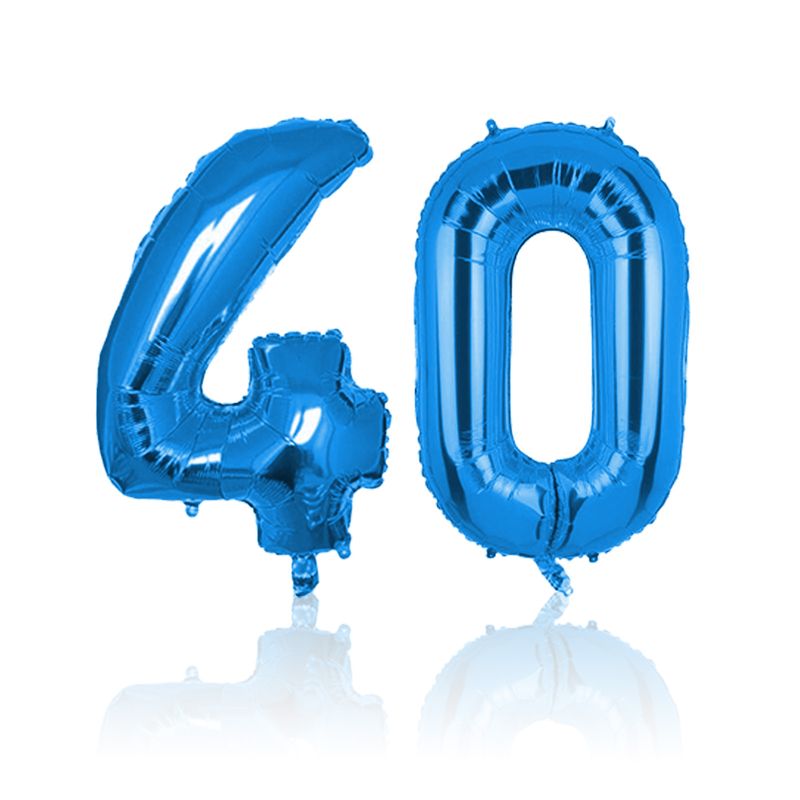 Zahlenballon Zahl 40 Folienballon Luftballon Heliumballon Blau 40cm