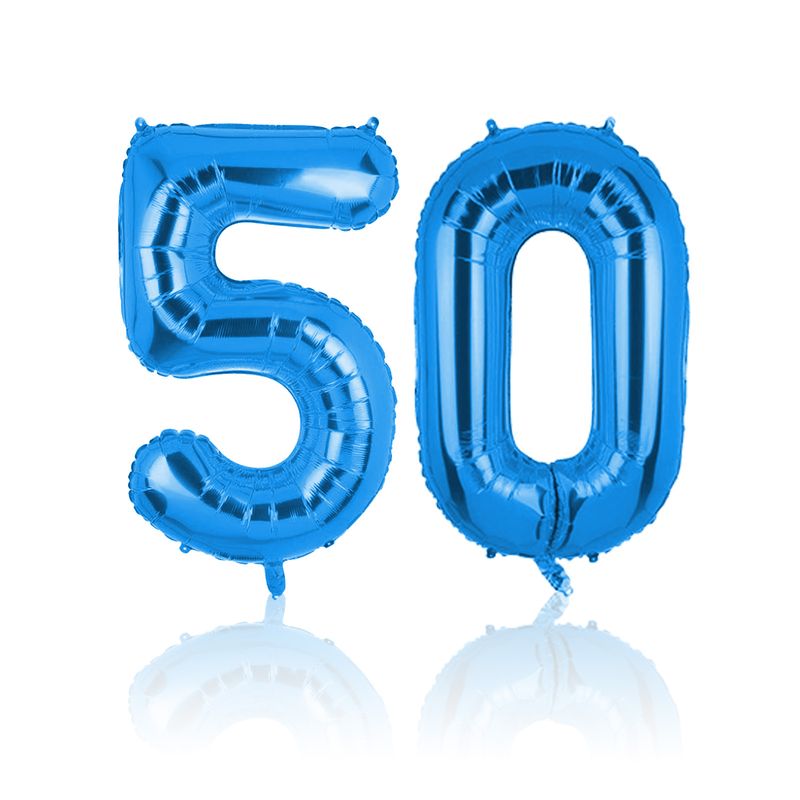 Folienballon Zahl 50 Blau Zahlenballon Geburtstagsparty Ballon 40cm