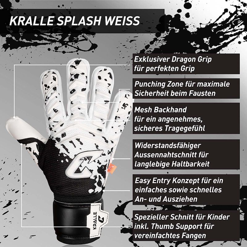 Fussballhandschuhe Kralle Splash Gr. 3 Weiss Torwart Keeper Goalie Handschuhe