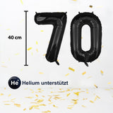 Zahlenballon Zahl 70 Folienballon Geburtstagsparty Ballon Schwarz 40cm