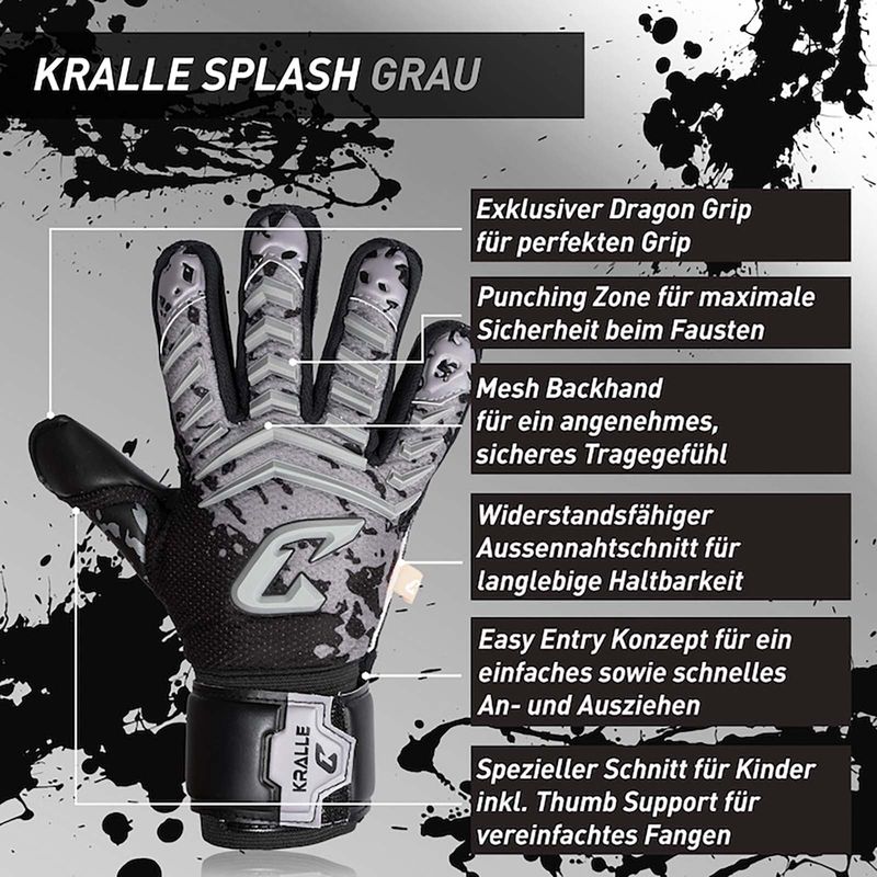 Fussballhandschuhe Kralle Splash Gr. 6 Grau Torwart Keeper Goalie Handschuhe