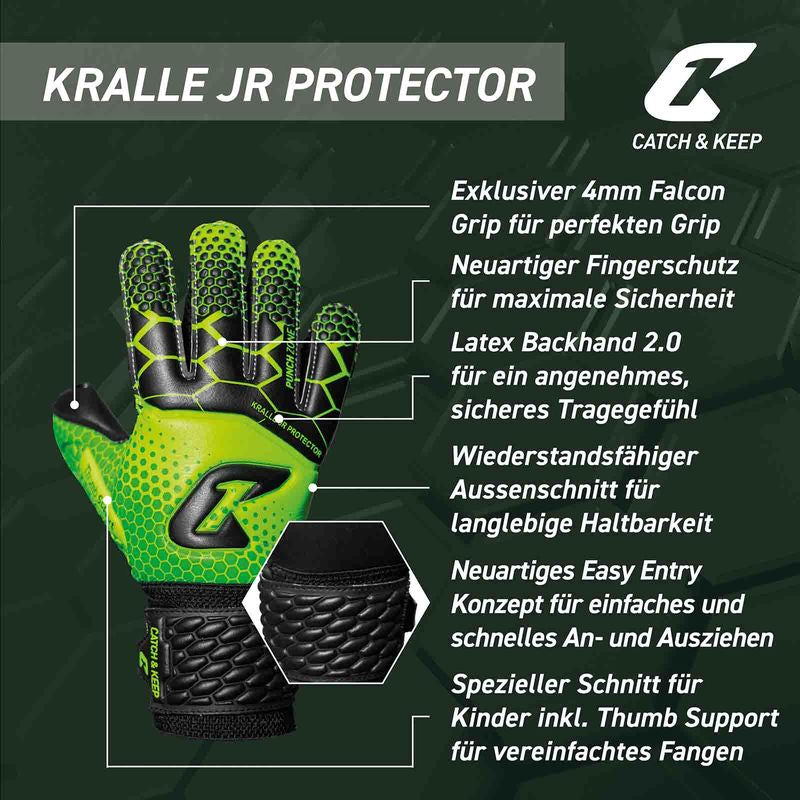 Fussballhandschuhe Kralle Protector Gr. 6 Grün Torwart Keeper Goalie Handschuhe