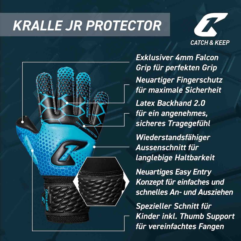Fussballhandschuhe Kralle Protector Gr. 6 Blau Torwart Keeper Goalie Handschuhe