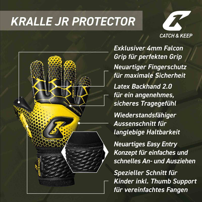 Fussballhandschuhe Kralle Protector Gr. 5 Gelb Torwart Keeper Goalie Handschuhe