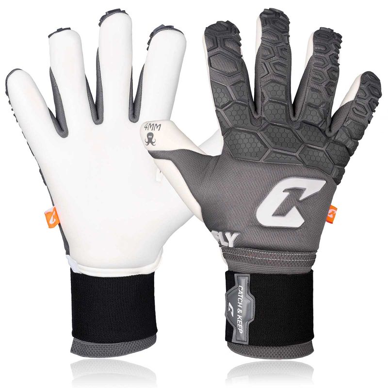 Fussballhandschuhe Fly Grey Soul Gr. 8 Grau Torwart Keeper Goalie Handschuhe