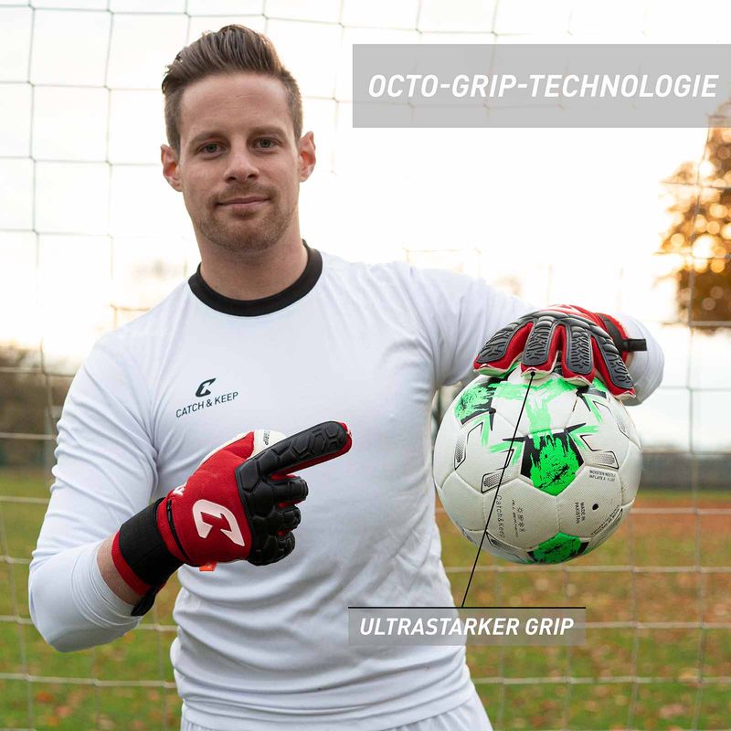 Fussballhandschuhe Fly Protect Gr. 7 Rot Torwart Keeper Goalie Handschuhe