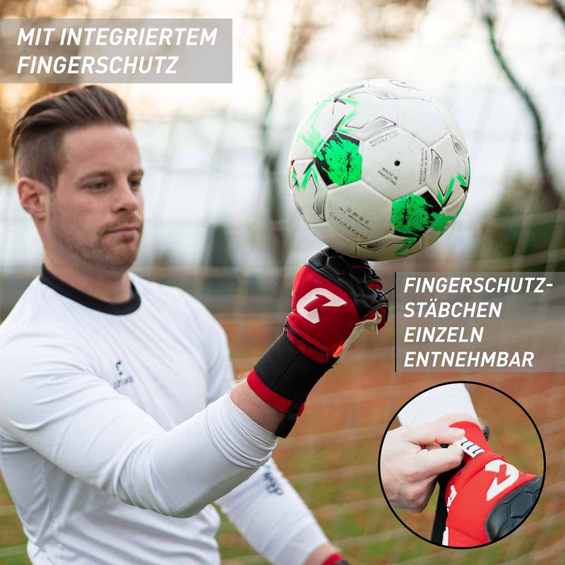 Fussballhandschuhe Fly Protect Gr. 9.5 Rot Torwart Keeper Goalie Handschuhe