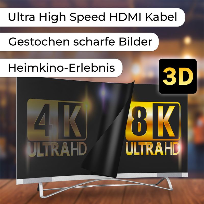 HDMI zu HDMI Kabel 3m 8K UHD High Speed HDMI Anschlusskabel