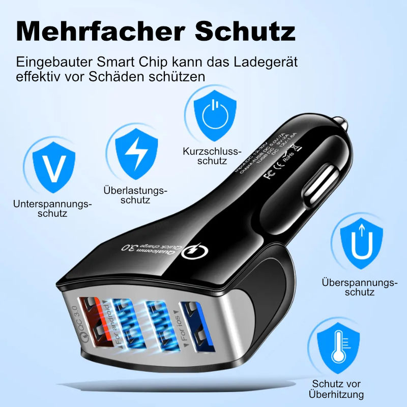 4-USB-Autoladegerät KFZ-USB-Ladegerät Auto-USB-Ladegerät KFZ-Ladegerät