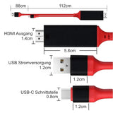 USB-A USB-C HDMI 2m Adapterkabel USB-C USB-A HDMI USB-A USB-C HDMI