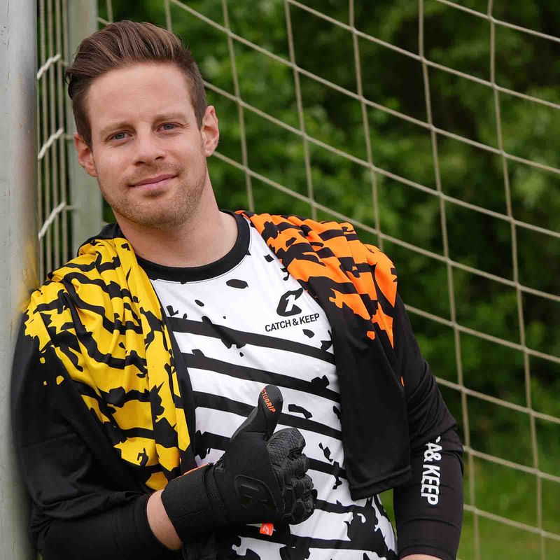 Trikot Protection Torwarttrikot Gr. L Orange-Schwarz Fussball Torwart Shirt Oberteil