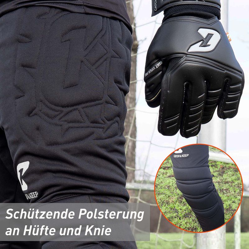 Torwarthose Flight Protection Gr. 152 Schwarz Fussball Goalie Torwart Trainingshose