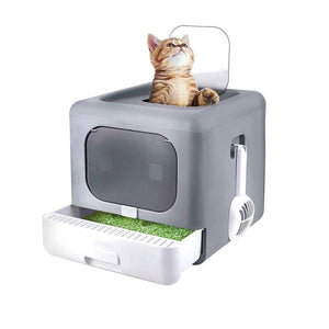 Katzentoilette XXL Katzenklo Haubentoilette mit Deckel und Sieb