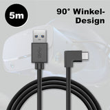 VR Brillen Kabel 5m Oculus Quest 1 + 2 Datenkabel für VR Headset