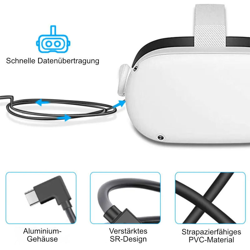 VR Brillen Kabel 5m Oculus Quest 1 + 2 Datenkabel für VR Headset