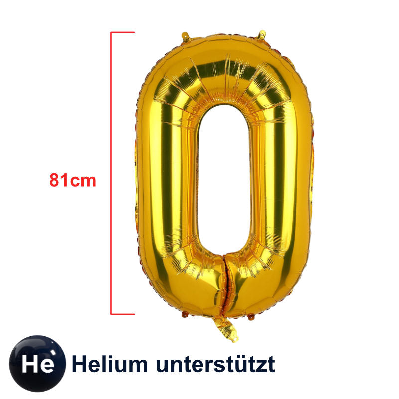 Folienballon Zahl 0 Golden Zahlenballon Geburtstagsparty Ballon 81cm