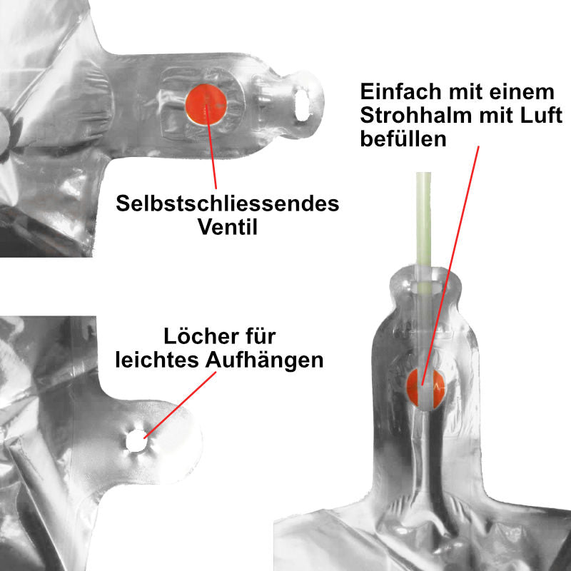 Folienballon Zahl 0 Silbrig Zahlenballon Luftballon Heliumballon 81cm