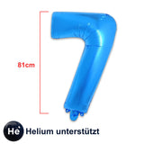 Zahlenballon Zahl 7 Blau Folienballon Luftballon Heliumballon 81cm