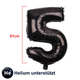 Zahlenballon Zahl 5 Folienballon Luftballon Heliumballon Schwarz 81cm