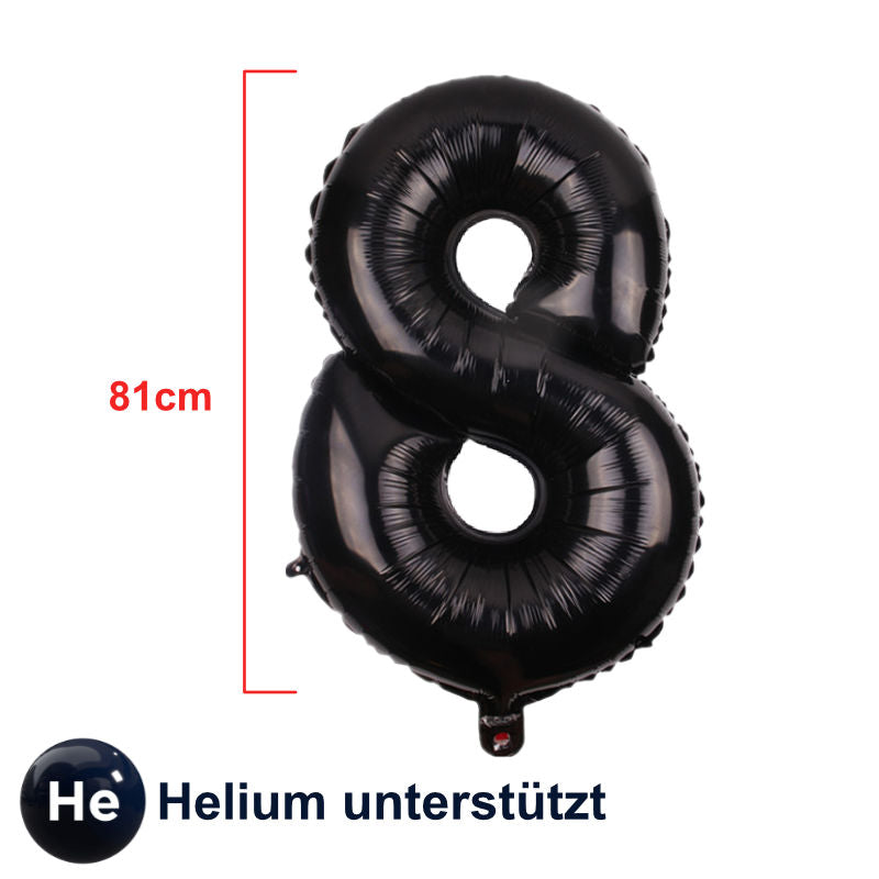 Folienballon Zahl 8 Schwarz Zahlenballon Geburtstagsparty Ballon 81cm