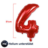 Folienballon Zahl 4 Zahlenballon Heliumballon Luftballon Rot 81cm