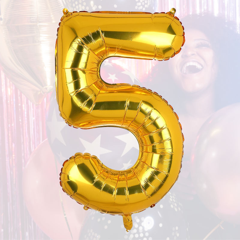 Zahlenballon Zahl 5 Golden Folienballon Geburtstagsparty Ballon 40cm