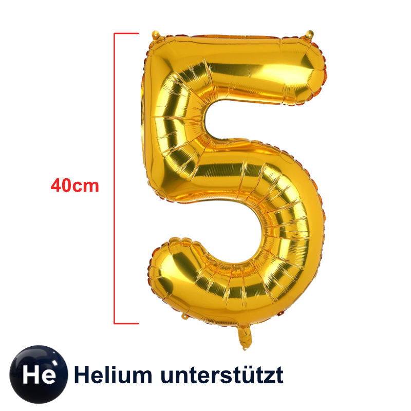 Zahlenballon Zahl 5 Golden Folienballon Geburtstagsparty Ballon 40cm