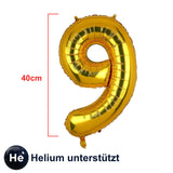 Zahlenballon Zahl 9 Golden Folienballon Luftballon Heliumballon 40cm
