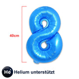 Folienballon Zahl 8 Blau Zahlenballon Geburtstagsparty Ballon 40cm